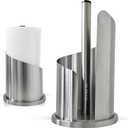 Stainless Steel Paper Towel Holder Countertop, Modern Spiral Cover Design,Weighted Base for Stability, Freestanding Easy One-Handed Operation for Kitchen Bathroom (Brushed Silver)