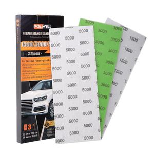 POLIWELL Pyramid Structure Car Sandpaper Set: 3.6 x 9 Wet/Dry Polishing Pads (1500/3000/5000 Grit)  Clear Coat Scratch Repair, Automotive Detailing Care, and Ultra-Smooth Surface Restoration