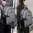 SHRRADOO Anti Theft Laptop Backpack Travel Backpacks with Combination Lock for Women Men (Grey, Large)