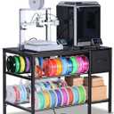 3D Printer Table with Filaments Storage - 3D Printer Stand Filament Storage Rack Heavy Duty 3D Print Desk with Drawer for Workshop Studio Office (Black)