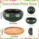 24 Pcs Small Succulent Pots with Drainage - 2.5 Inch Mini Ceramic Cactus Planters with Bamboo Saucers, 8 Colors Ice Crack Glaze Flower Pots for Plants, Home Office Desk Decor