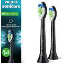 Philips Sonicare W DiamondClean - Genuine Replacement Electric Toothbrush Heads, Black, 2 Pack, HX6062/95