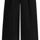 KIRUNDO Wide Leg Dress Pants for Women High Waisted Office Work Trousers Business Casual Slacks Button Flowy Palazzo Pant Size L