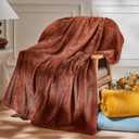 NEWCOSPLAY Super Soft Throw Blanket Coffee Premium Silky Flannel Fleece Leaves Pattern Lightweight Bed Blanket All Season Use (Coffee, Throw (50"x60")