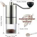 Portable Manual Coffee Grinder - Conical Burr with 5 Adjustable Settings for Smooth Grinding, Perfect for Espresso Enthusiasts at Home, Office, or Camping (Silver Ceramic Burr)