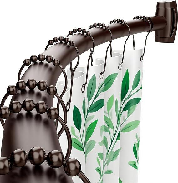 Bonpally Curved Shower Curtain Rod 40-72 Inches Adjustable, Aluminum Shower Rod Rustproof, Round shower curtain rod, Curved Shower Rods for Bathroom, Bathtub, Stall, Bronze,Need to Drill 