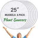 DoubleFill 6 Pcs 25 Inch Plant Saucer Large Clear Plastic Flower Plant Trays Heavy Duty Round Water Catcher for Pots Indoors Outdoor Garden