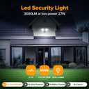 UME LED Security Light Motion Sensor Outdoor Lights, 27W 3000LM, 5000K, IP65 Waterproof, Dusk to Dawn, 2 Head Motion Detector Flood Light for Outside, Garage, Yard (Black)