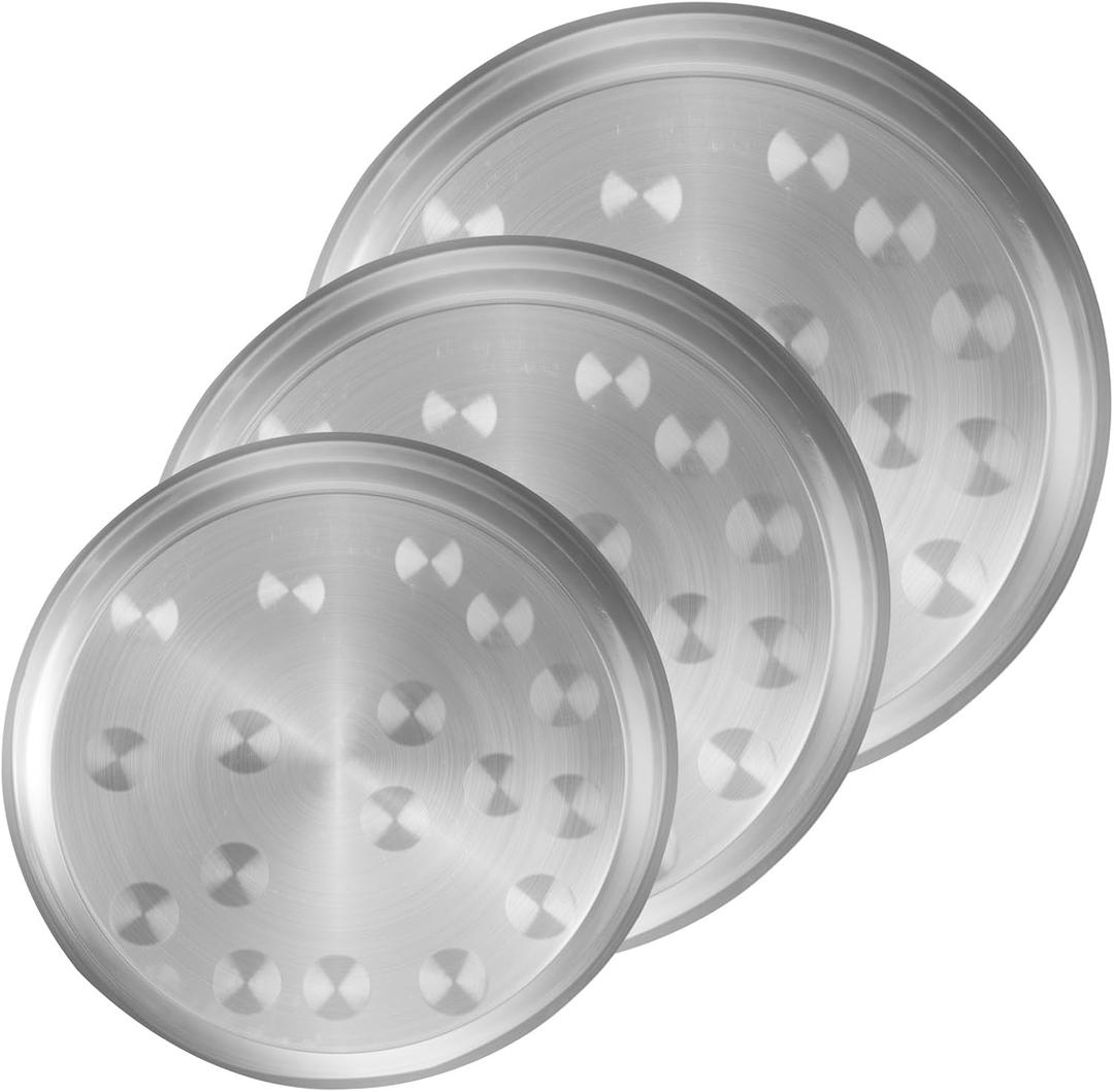 Stainless Steel Round Serving Trays Set 3Pcs with Deep Edges Heavy Duty 18/10 Steel, Food Serving Platters for Kitchen Hotels Parties & Pizza,Tea (35CM, 40CM, 45CM)