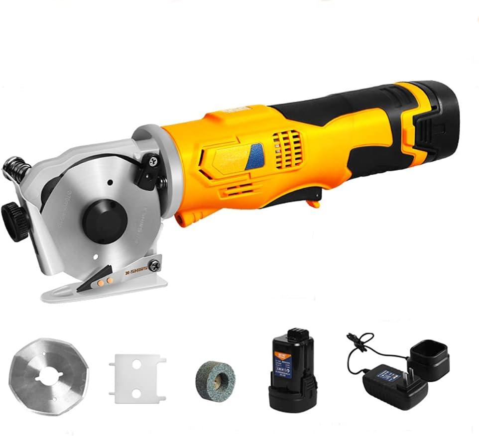 MXBAOHENG Electric Scissors Cordless Cardboard Cutter Round Knife Cutting Machine Portable Rotary Cutter for Cutting Fabric Leather Carpet (1 Battery)