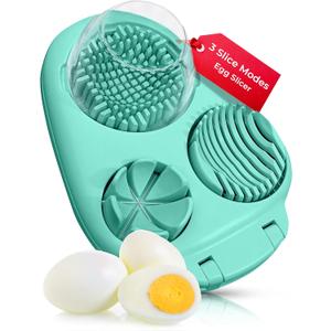 CraftyCrocodile Egg Slicer for Hard Boiled Eggs - 3 Slice Modes Egg Cutter, Heavy Duty, Stainless Steel Dicer - Kitchen Chopper Tool for Strawberry, Mushroom, Grape, Cherry Tomato - Mint Green