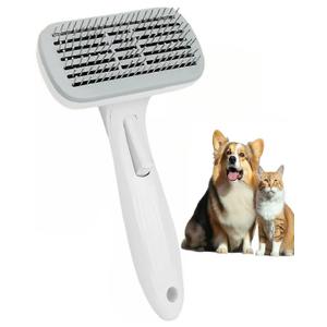 Self Cleaning Pet Brush  Gentle Grooming Tool for Cats & Dogs, Easy Hair Removal for Long & Short Haired Pets, Gray