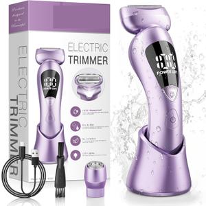 Waterproof Electric Bikini Trimmer for Women | Rechargeable Painless Cordless Shaver with LED