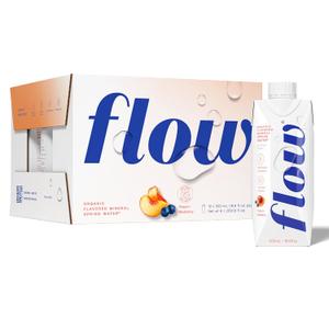 Flow Mineral Spring Water, Organic Peach + Blueberry, 12 Pack (16.9 Fl Oz) - Naturally Alkaline with Electrolytes and Zero Sugar