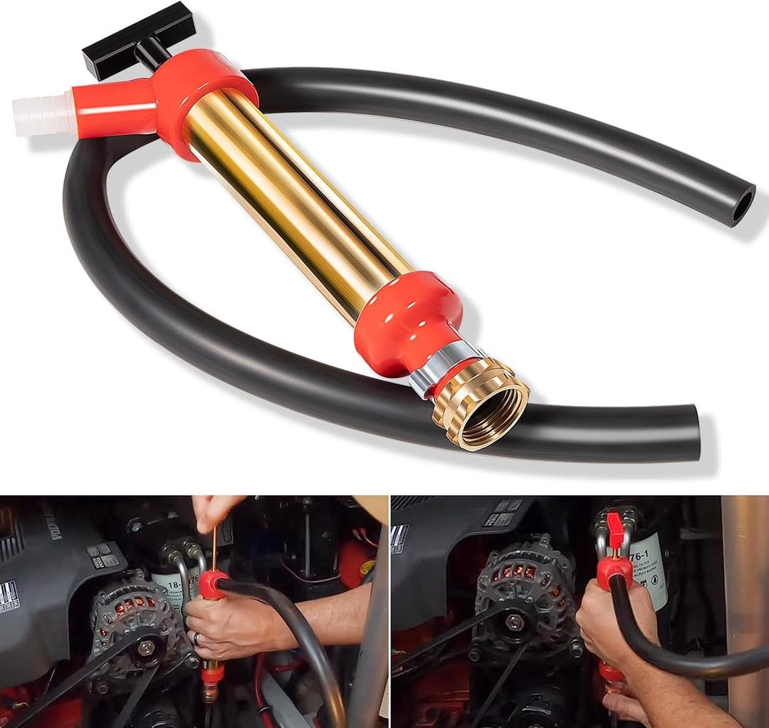 E-cowlboy 34060-0130 Premium Brass Marine Engine Oil Pump, 10.25" Length, 1.25" Diameter, Fast 1 Gallon/Minute Drainage, Compatible with OMC/Mercruiser