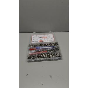 AKIHISA Single Ear Hose Clamps, 12 Sizes 5.3-33.1mm Crimp Hose Clamps with Ear Clamps Pincer, 304 Stainless Steel Crimp Pinch Fitting Tools Kit