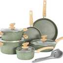 MAISON ARTS Pots and Pans Set Non Stick, 12 Piece Green Granite Kitchen Cookware Induction Compatible, Pot and Pan Sets for Cooking Nonstick