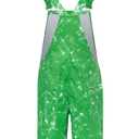 ZenGents Mens St. Patrick's Day Overalls 3D Green Irish Shamrocks Summer Shorts Bib Cool Graphic Jumpsuit Outfits for Men M