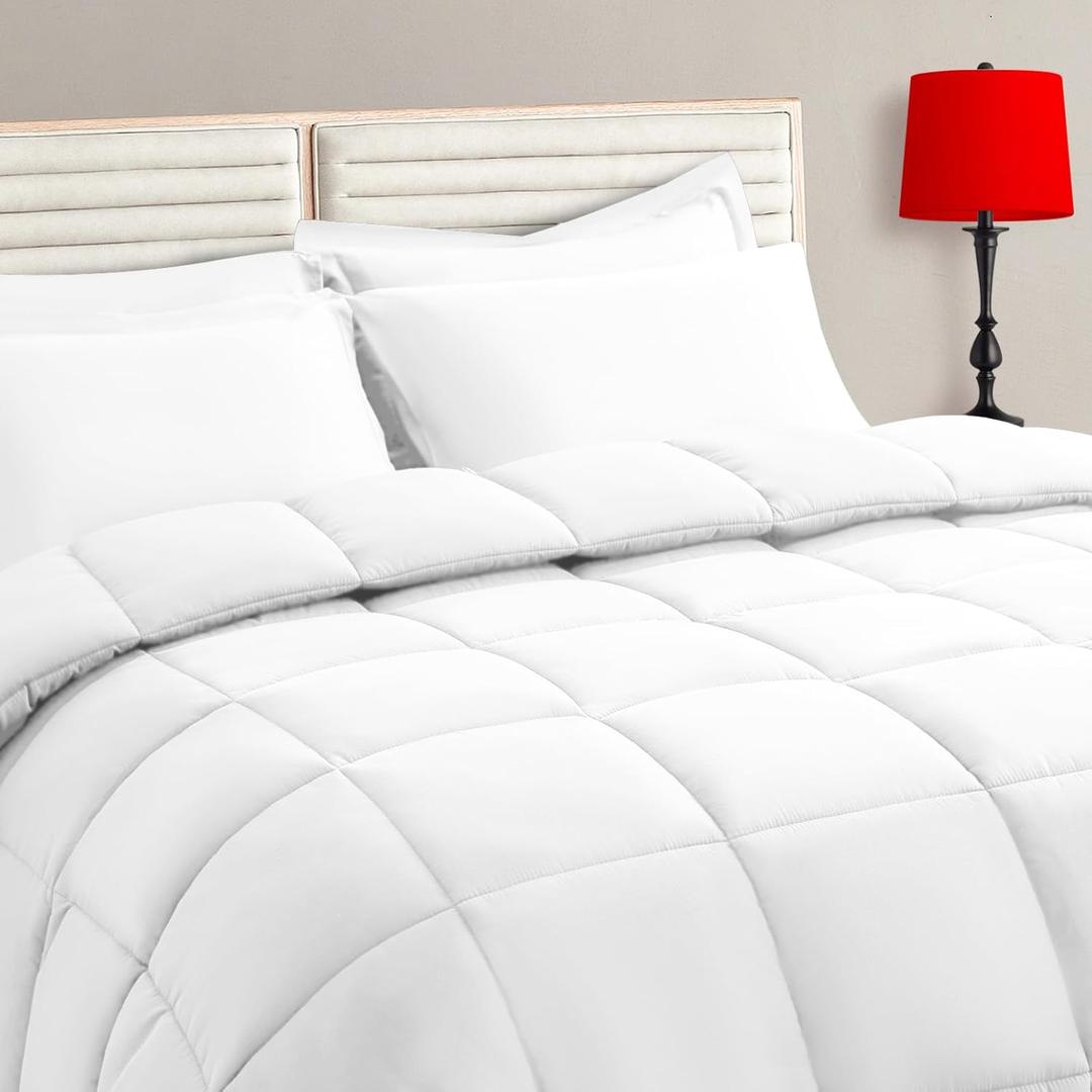 TAIMIT White King Size Comforter Set - 7 Pieces, Bed in a Bag Bedding Sets with All Season Soft Quilted Warm Fluffy Reversible Comforter,Flat Sheet,Fitted Sheet,2 Pillow Shams,2 Pillowcases TAIMIT White King Size Comforter Set - 7 Pieces, Bed in a Bag Bedding Sets with All Season Soft Quilted Warm Fluffy Reversible Comforter,Flat Sheet,Fitted Sheet,2 Pillow Shams,2 Pillowcases