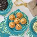 Blue Green Gold Paper Plates and Napkins 200Pack-100 x 7''Dessert Plates & 100 x 6.5''Napkins,Disposable Gold Dots Paper Plate for Father's Day,Independence Day,Birthday,Picnics