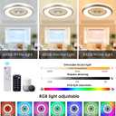 24" Low Profile Ceiling Fan with RGB Lights, Bladeless Ceiling Fan with Remote/APP/Voice Control, 6 Speeds Flush Mount Smart Ceiling Fan for Kids Bedroom/Kitchen/Dining Room