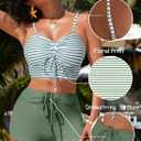 Herseas High Waisted Bikini Sets for Women Floral Print Two Piece Tummy Control Swimsuits Drawstring Short Bathing Suit (Green, S)