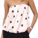 Ythomm Polka Dot Tube Tops Women Sleeveless Strapless Bubble Hem Bandeau Tops Elegant Dotted Backless Y2k Going Out Tops Pink (Pink, L)