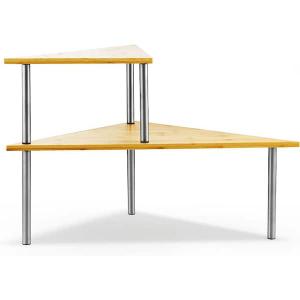 Stainless Steel Bamboo Triangle Corner Storage Shelf