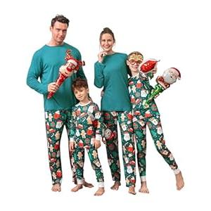 QUNISY Family Pajamas Christmas Matching Sets Xmas Family Pjs Set Couple Holiday Jammies Women/ Men Festival Sleepwear Adult and Kids Santa Men L