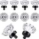 Cabinet Knobs Matte Black 8 Pack Glass Cabinet Knobs Vintage, Crystal Drawer Knobs and Pulls, Dresser Knobs
