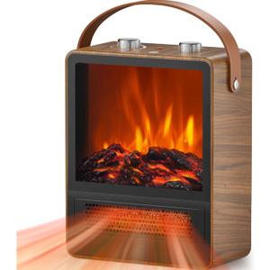 Electric Fireplace Heater for Indoor Use, 1500W/750W Space Heater Fireplace with 3D LED Flame, Double Safety Protection, Portable Fireplace Heater for Home Office Christmas Decoration