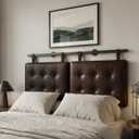 Queen Headboard only, Wall Mounted Headboard for Adjustable Bed, Hanging Head Board for Queen Size Bed Button Tufted Upholstered Headboard Cabeceras De Cama for Bedroom, Dorm, Dark Brown Faux Leather