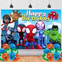 Spider and Friends Backdrop Banner Spider Hero Birthday Decoration for Web Themed Party Backdrop Photo Background Wall Decor Birthday Banner