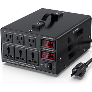 5000W Voltage Converter Transformer(110V to 220V or 220V to 110V) Step Up/Down Converter 110/120 Volt - 220/240 Volt w/US Power Cord,Circuit Breaker Protection, LCD Screen Display