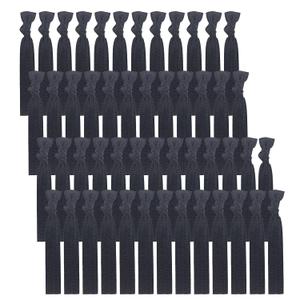 50 Pack Solid Color Knotted Hair Ties - No Crease Hair Ponytail Elastics for Women and Girls (black)