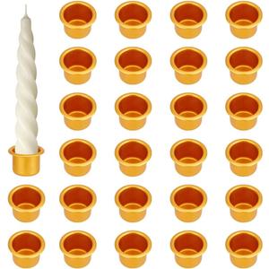 PH PandaHall 40pcs Mini Candle Cup Candlestick Holder Cups Aluminum Candle Inserts Golden Candles Containers Drip Protectors Catchers for Candles Making Wax Dripping Party Christmas Decor, 0.79 Inch