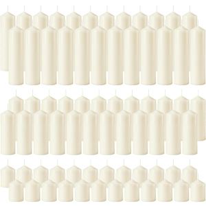 Pillar Candles Bulk Set - Unscented, Smokeless, Dripless | 3 Sizes: 2x3, 2x6, 2x8 Inches | Ideal for Weddings, Christmas & Home Decor (72, Ivory White)