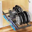 Pots and Pans Organizer for under Cabinet, 20.12in Length Pull Out Pan Organizers inside Cabinet with Adjustable Dividers, Kitchen Cabinet Organizers and Storage for Cast-iron Pan, Pot Lid