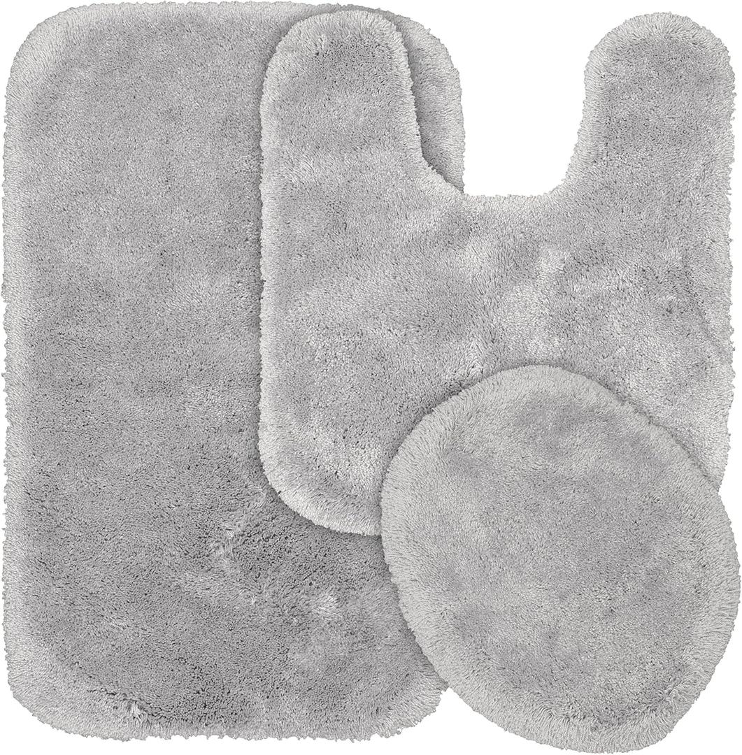 Garland Rug Finest Luxury Bath Rug Set, 3-Piece Set, Platinum Gray