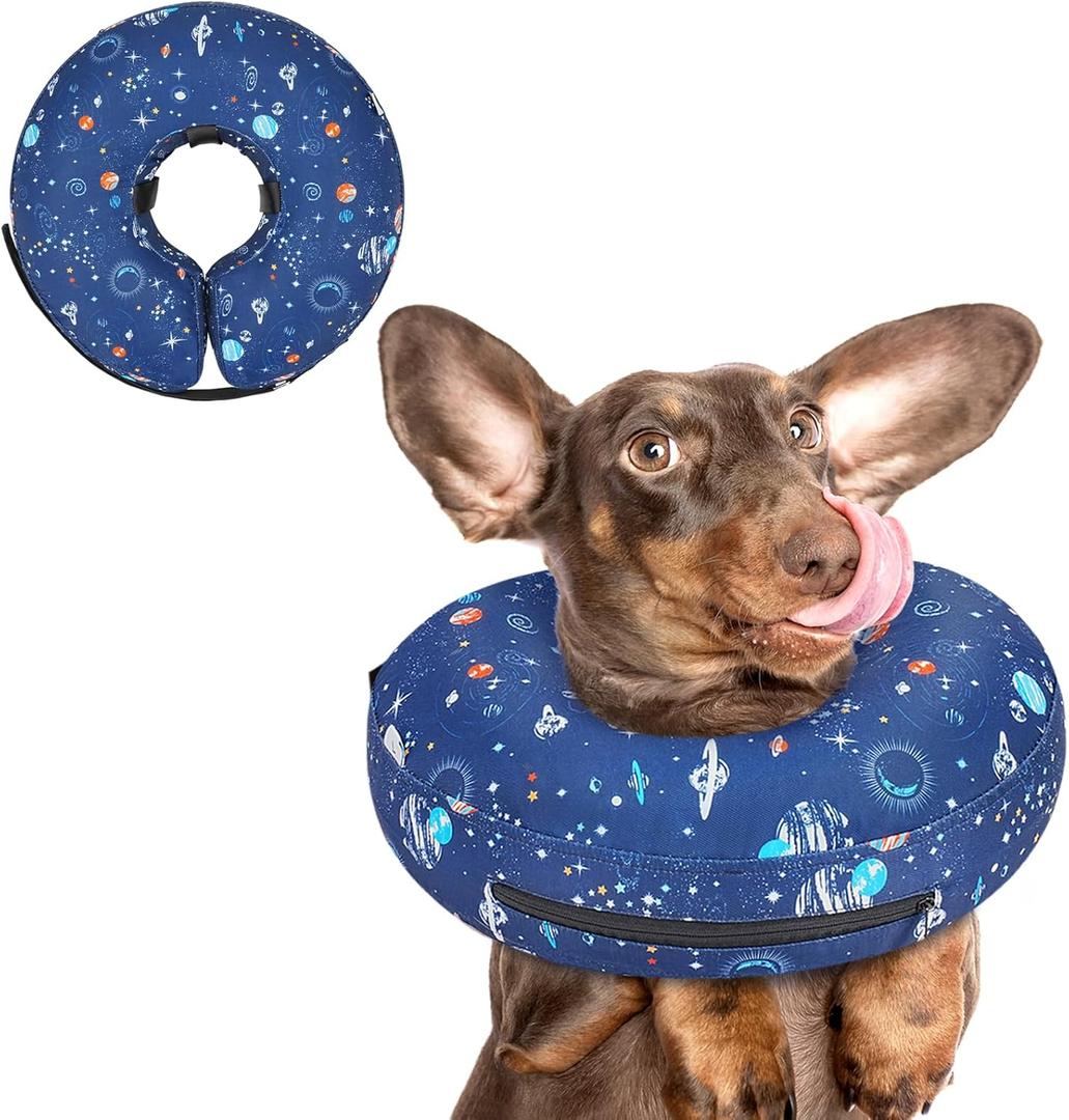 Inflatable Dog Cone Collar for After Surgery, Dog Donut Collar After Surgery, Soft Pet Cone for Small Medium Large Dogs to Stop Licking
