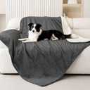 Smiry Waterproof Dog Bed Blanket, Leakproof Pet Throw Blanket for Bed Couch Sofa, Reversible Sherpa Fleece Furniture Protector Cover for Small Medium Large Dogs Cats (Dark Grey, 50x60 inches)