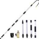 Telescopic Gutter Cleaning Tools from the Ground, Rain Gutter Cleaner Hose Attachment with Extension Poles Up to 7FT, Bendable Gutter Wand, 4 Spray Patterns Perfect for Garden Hose