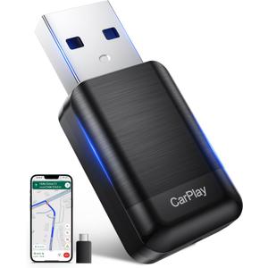 Wireless CarPlay Adapter for Apple iPhone, 2025 Convert Wired to Car Play Wireless, Plug & Play, Auto-Connect, Ultra Mini Car Play Adapter with USB A/C, No Latency for iPhone iOS 10+(2017+ Vehicles)