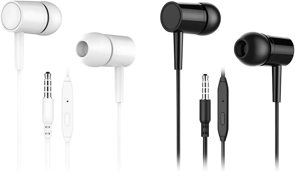 2 Pack Wired Earphones with Mic, 3.5mm, in-Ear Headphones, Headphones Earbuds Wired, No Noise, Sound Earphones for Android, Tablet, Laptop