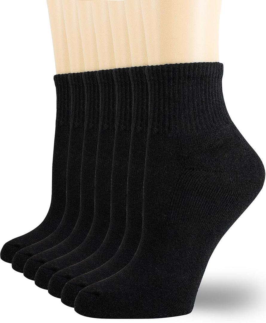 NevEND 6 Pairs Women's Mini Crew/Ankle Cotton Athletic Socks with Thick Cushioned 9-11 (Medium, Black)