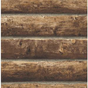 NextWall Faux Log Cabin Peel and Stick Wallpaper