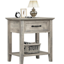 IDEALHOUSE Grey Nightstand, End Table with Drawer, Side Table for Spaces, 2 Tiers Storage Shelves with Dresser, Bedside Table for Living Room, Bedroom, Dorm (Grey)
