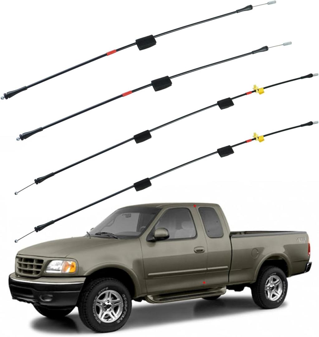 Rear Door Upper & Lower Latch Cables, Compatible with F-150 F-250 Left & Right Back Door Upper & Lower Latch Cables Repair Kit 32.2 Inch & 23.5 Inch