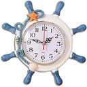 BESPORTBLE Wall Clock Ship Wheel Shape Clock Beach Decorative Wall Watch for Nautical Nursery Room Bedroom Decoration (Random Color)