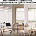 DEZ FURNISHINGS Cordless 1.5" Light Filtering Top Down Bottom Up Cellular Shade, 23.5" W x 48" H, White